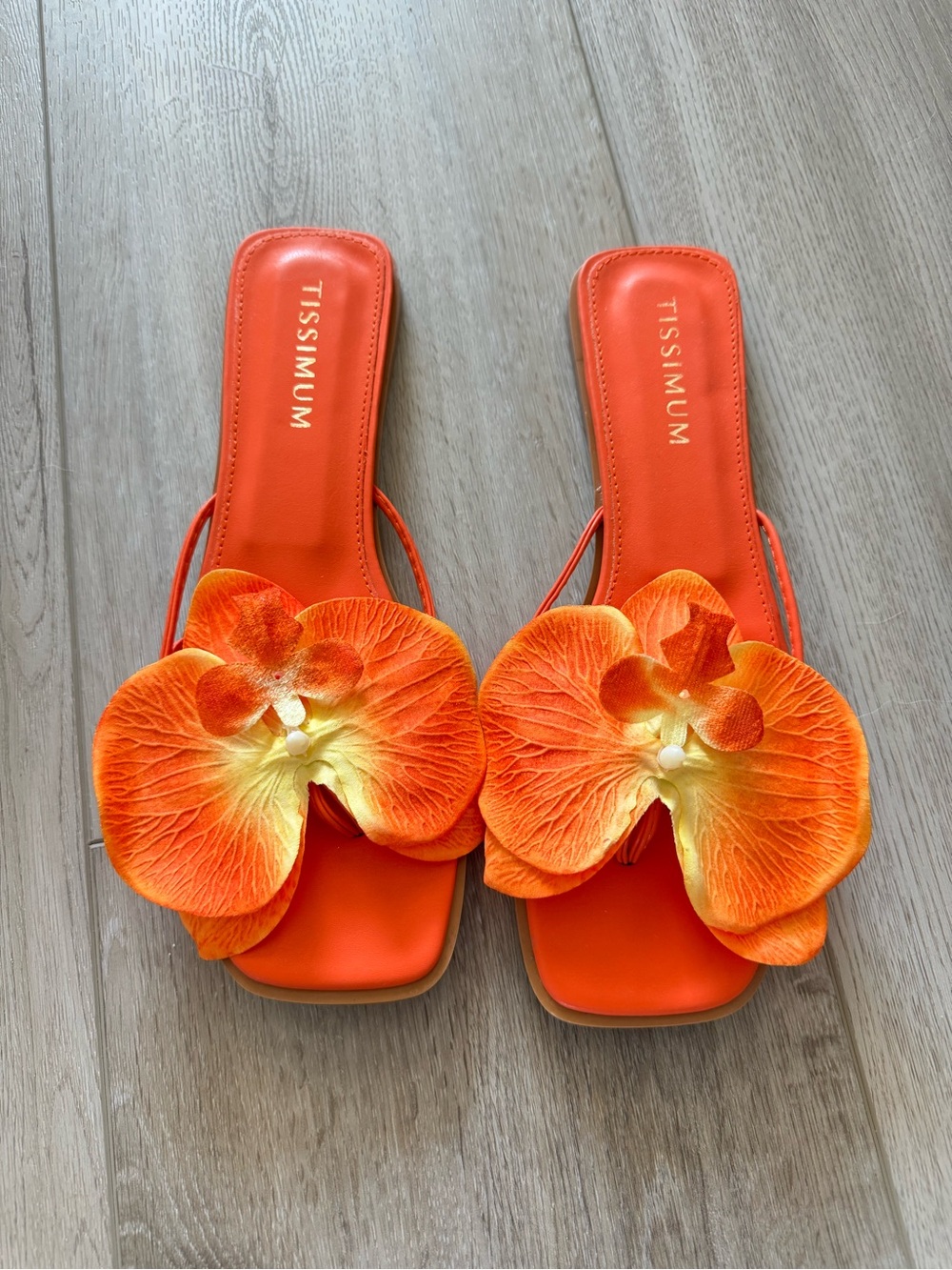 Tissium Orange Orchid Flat Sandal